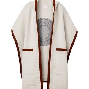 Burberry Carla Logo Hooded Wool Blend Cape
